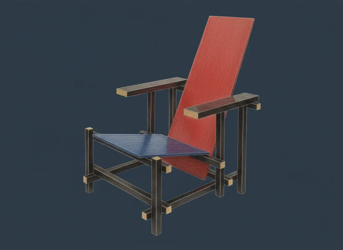 Gerrit Rietveld Silla Roja y Azul 1917 De Stijl neoplasticismo