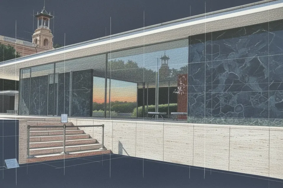 Mies van der Rohe Pabellón de Barcelona escalinata de acceso