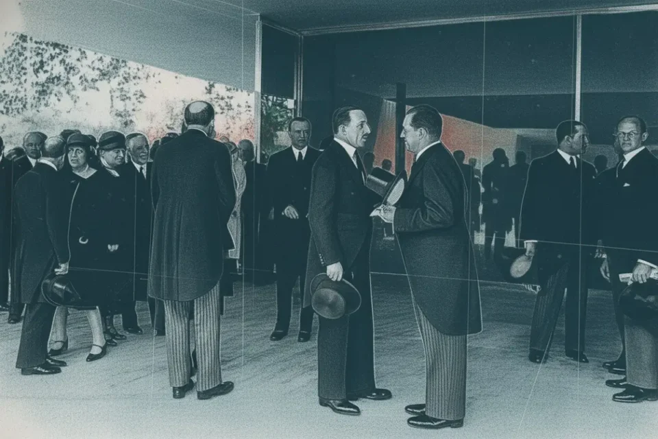 Mies van der Rohe Pabellón de Barcelona inauguracion imagen de archivo