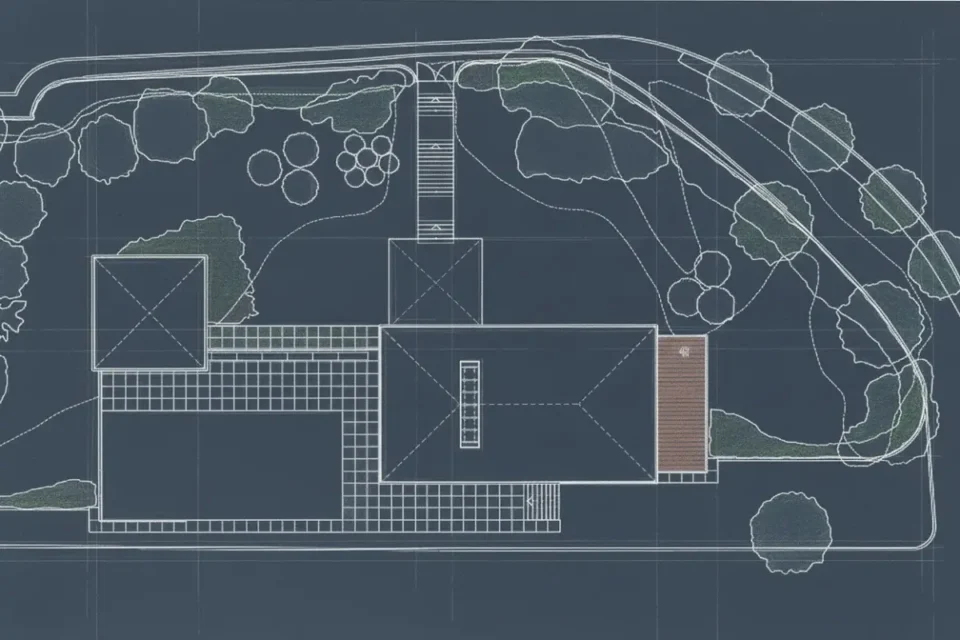 Mies van der Rohe Pabellón de Barcelona planta de conjunto