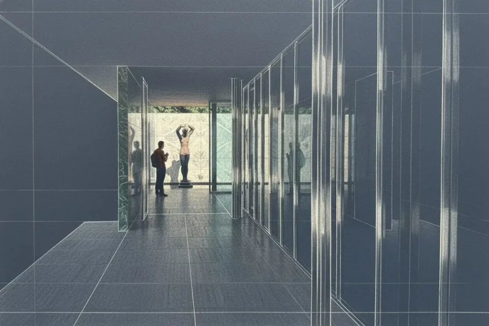 Mies van der Rohe Pabellón de Barcelona vista lateral