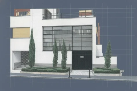 Rue Mallet Stevens, vista de acceso maison