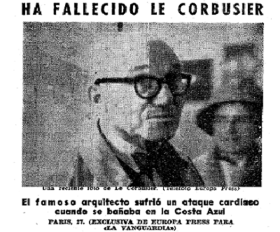 Muerte de Le Corbusier, un documento de prensa