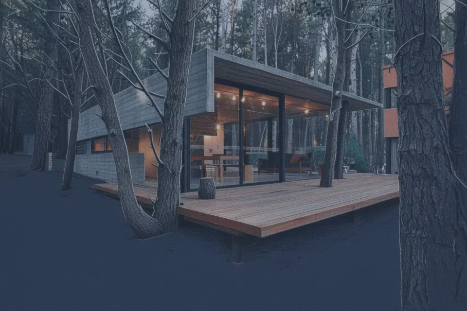 BAK Arquitectos, Casa en Mar Azul, vista frente en escorzo