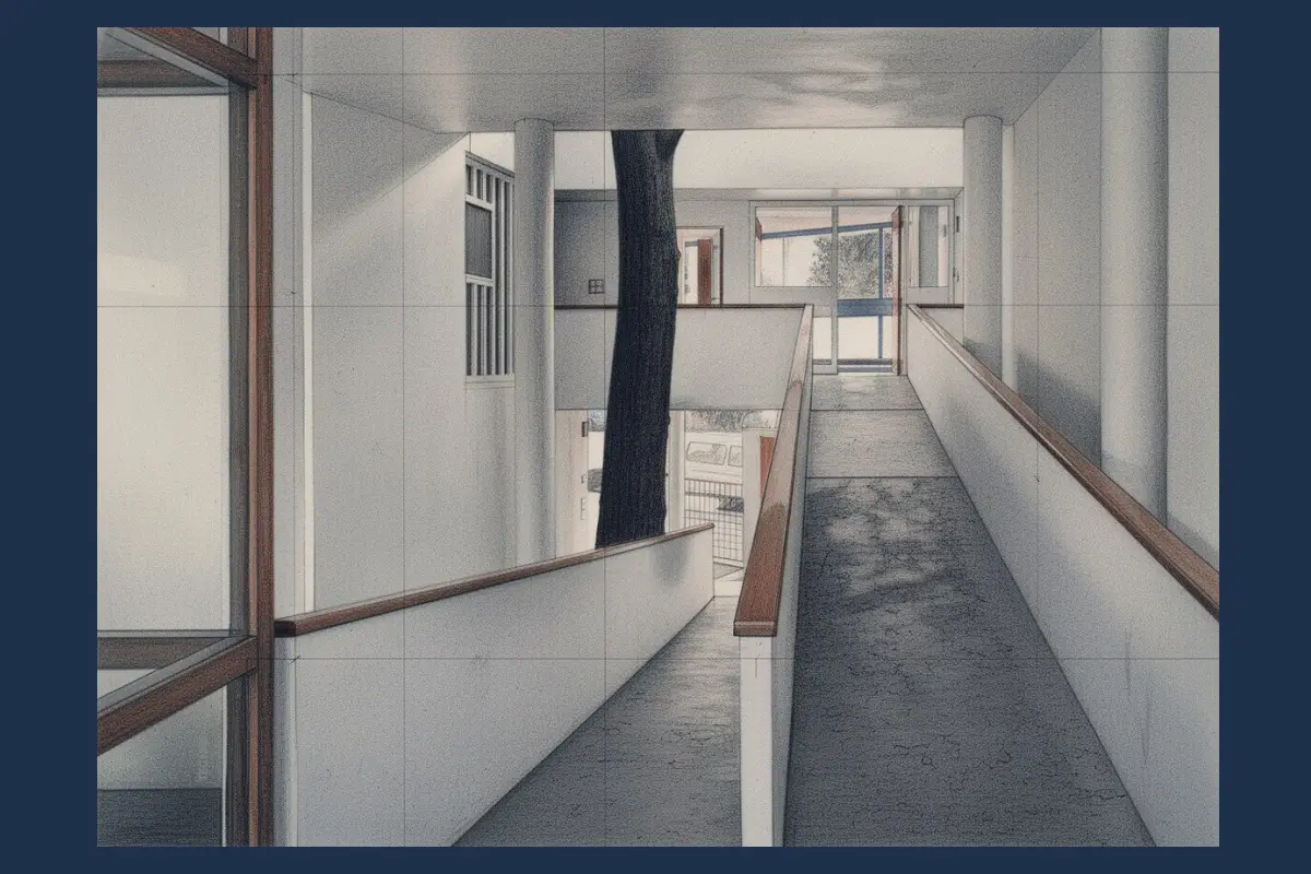 Casa Curutchet promenade, la rampa estructura el paseo arquitectonico