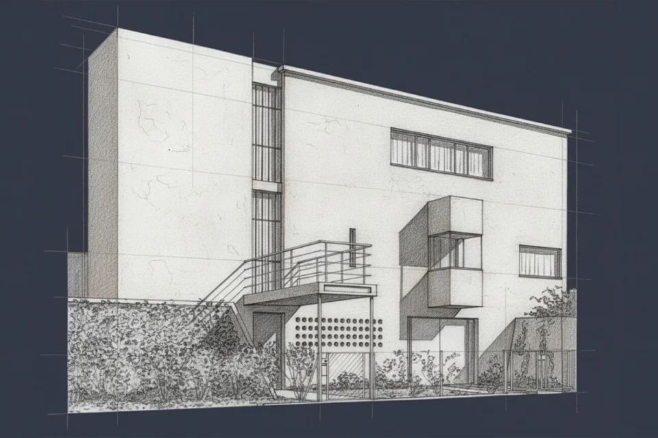 Villa Besnus, vista de la elevacion de calle