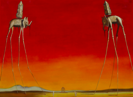 Salvador Dalí, Los Elefantes, 1948, tecnne