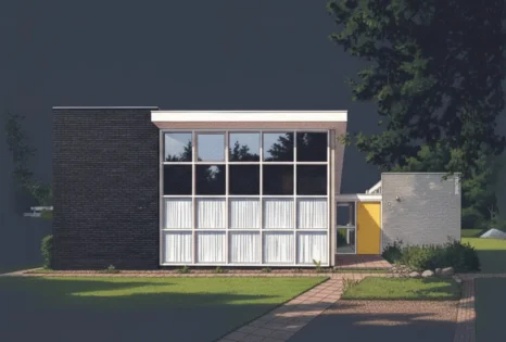 Gerrit Rietveld Casa Slegers vista desde el jardin de entrada