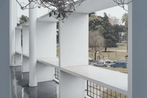 Casa Curutchet desde la terraza hacia el parque