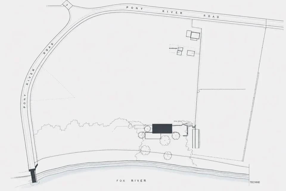 Mies van der Rohe, Casa Farnsworth plano del sitio