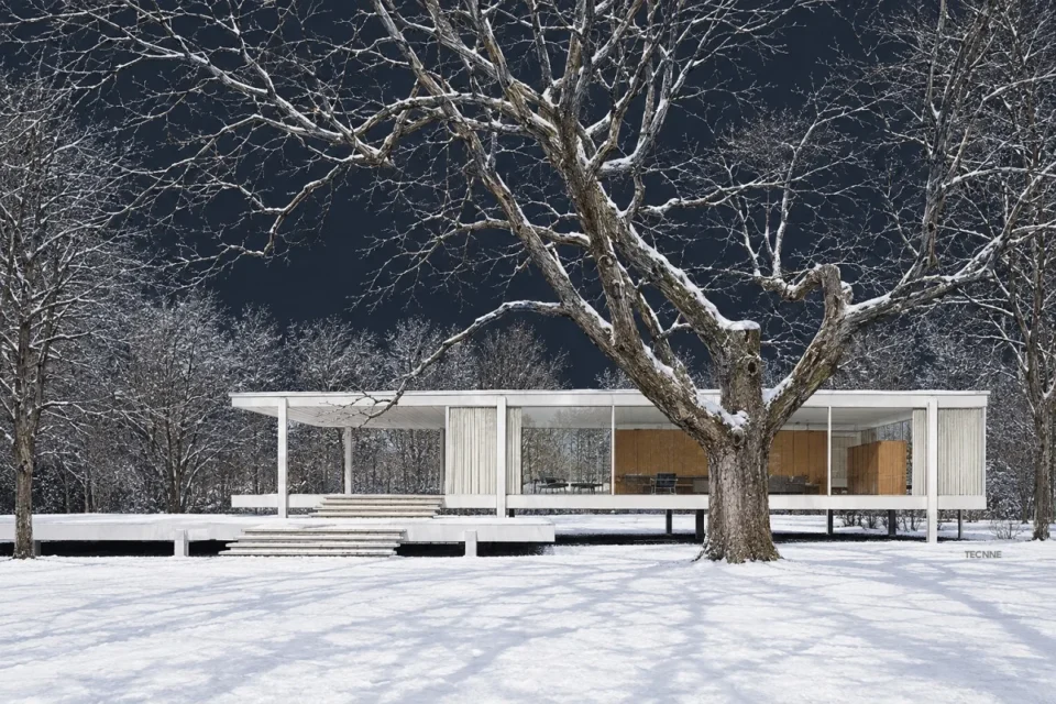 Mies van der Rohe, Casa Farnsworth, vista principal