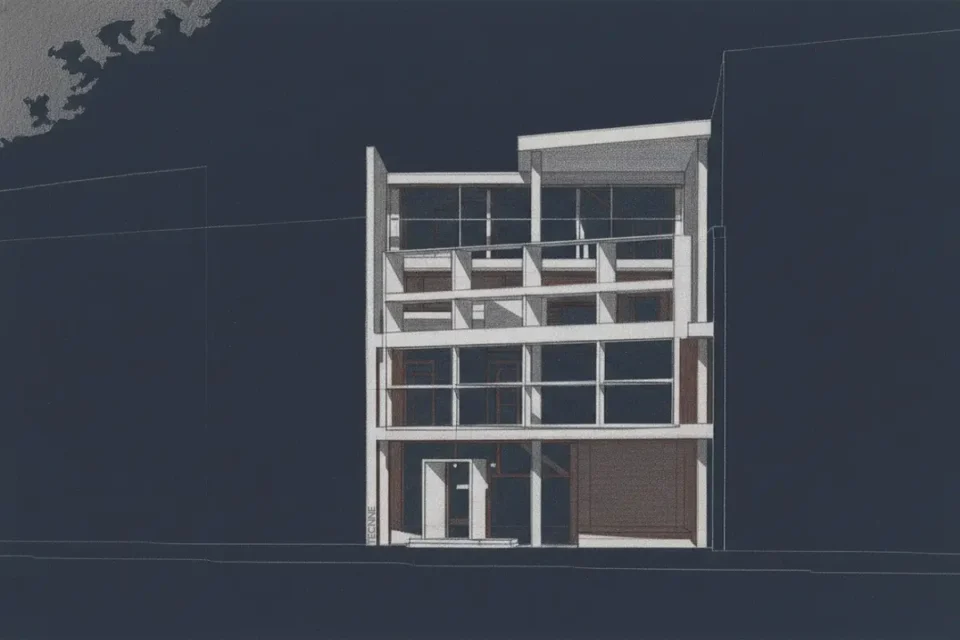 Casa Curutchet desde la fachada de naturaleza pictorica