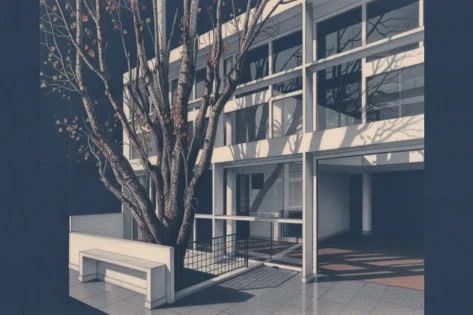 Casa Curutchet vista de la terraza desde un lateral