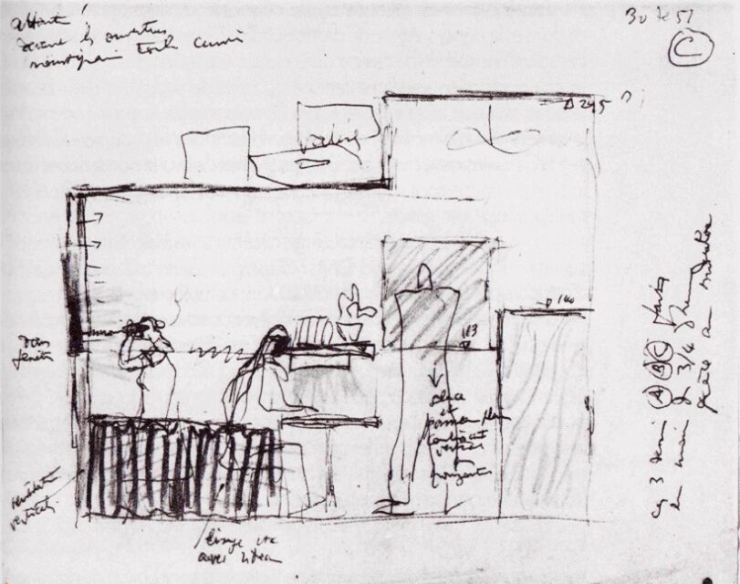 Le Corbusier. Early sketch for the cabanon. December 30, 1951 tecnne