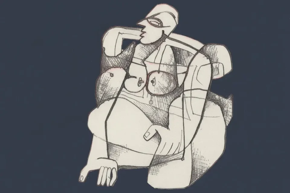 Le Corbusier. Crouching Woman, Front View (after Delacroix's Les Femmes d'Aiger). n.d. Watercolor on transparent paper, 19 5 8 X 12 7 8 in. Private collection, Milan
