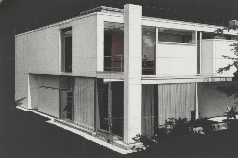 Peter Eisenman House I vista desde el jardin