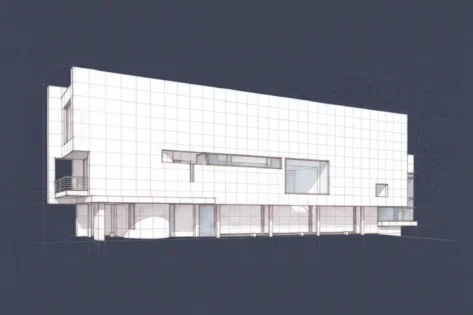 Rachofsky House, Richard Meier, el muro pantalla