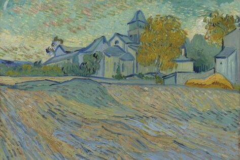 Vincent Van Gogh, Vue de l'asile et de la Chapelle de Saint-Rémy, tecnne