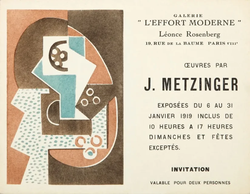 Jean Metzinger, invitation card for the exhibition at Léonce Rosenberg's Galerie de L'Effort Moderne, January
