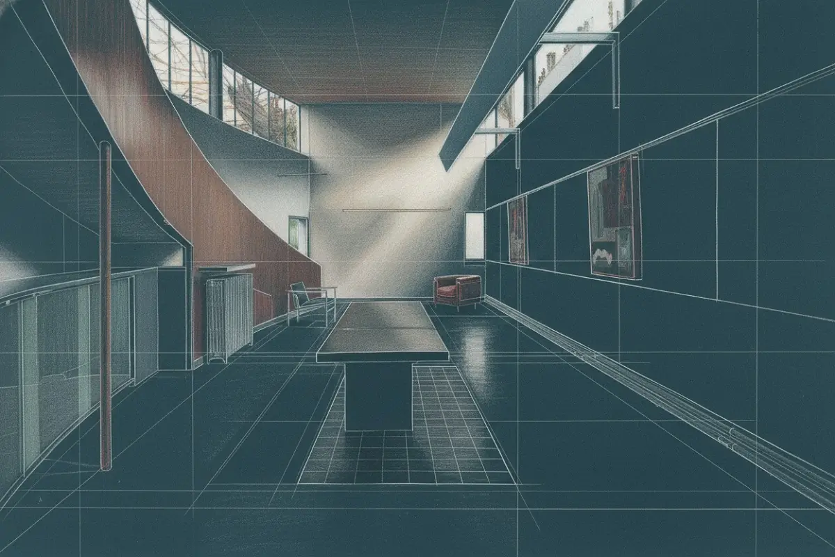 Le Corbusier Maison La Roche atelier vista desde vestibulo de acceso