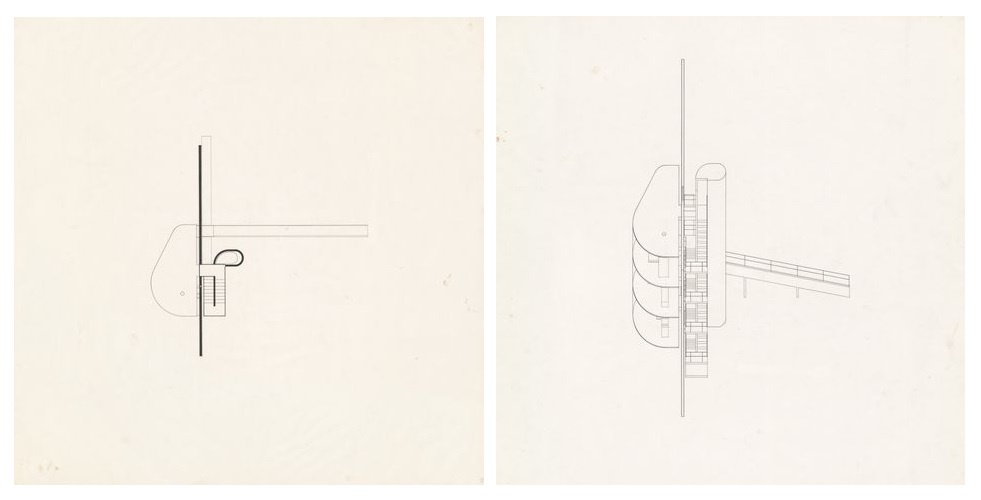 Wall house 1 john hejduk fonds cca planta y axonometrica