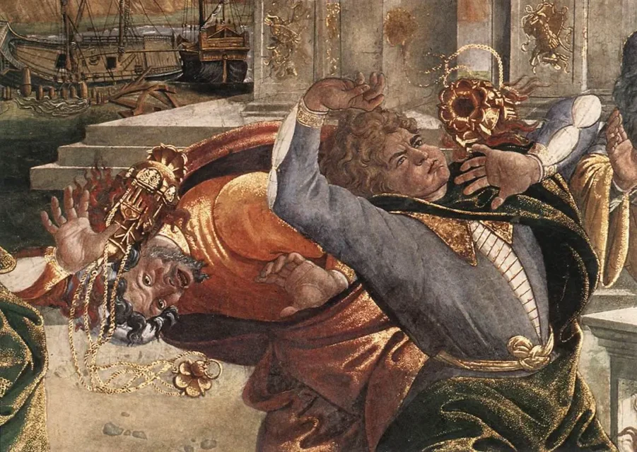 Botticelli Punzione dei ribelli Detalle