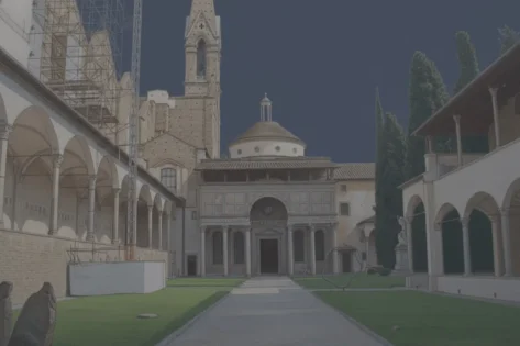 Filippo Brunelleschi, Capilla Pazzi, vista desde el acceso