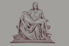 Miguel Ángel, la piedad dibujo con fondo ©marcelo gardinetti 2025