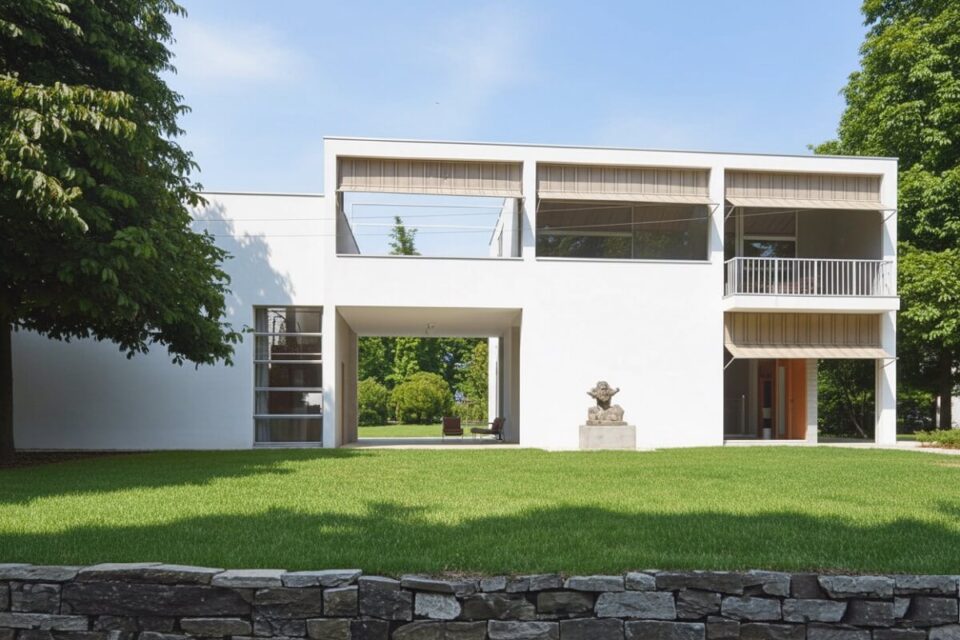 Terragni casa para artista junto al lago, render posterior