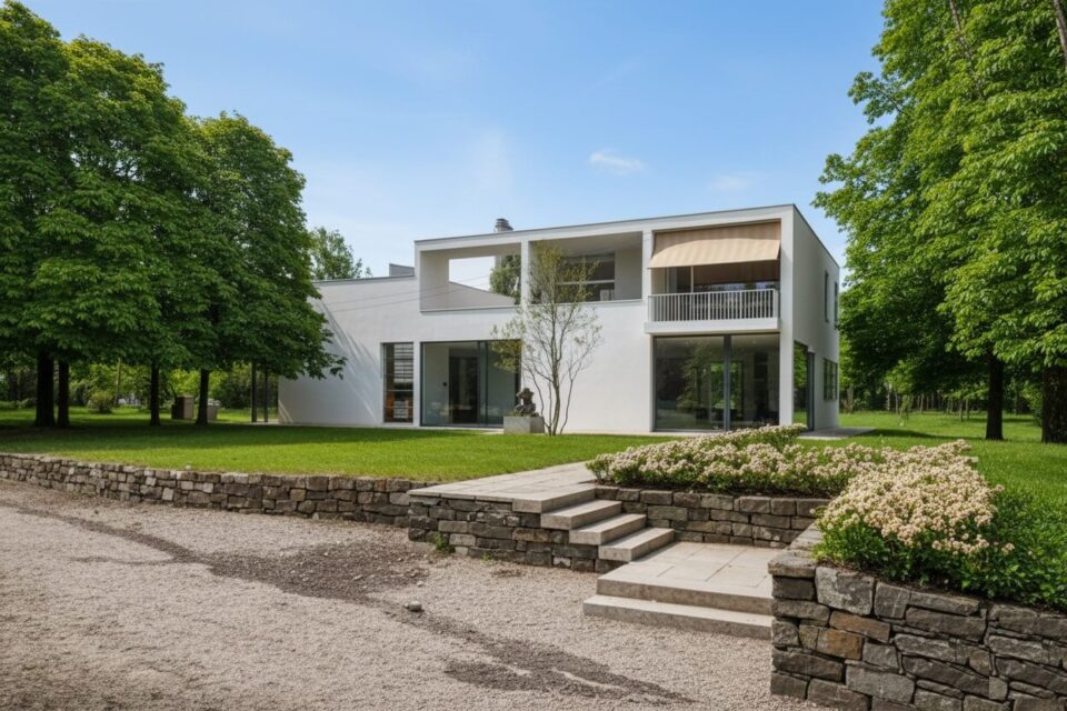 Casa per le vacanze di un artista sul lago di Giuseppe Terragni render vista posterior