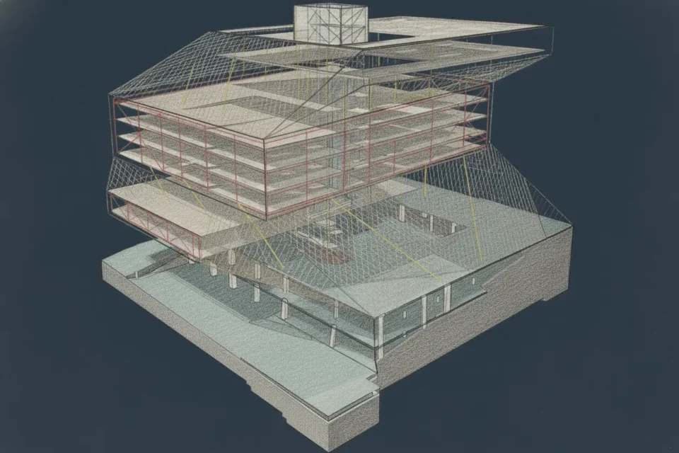 Biblioteca Publica de Seattle, espiral de libros, axonometria