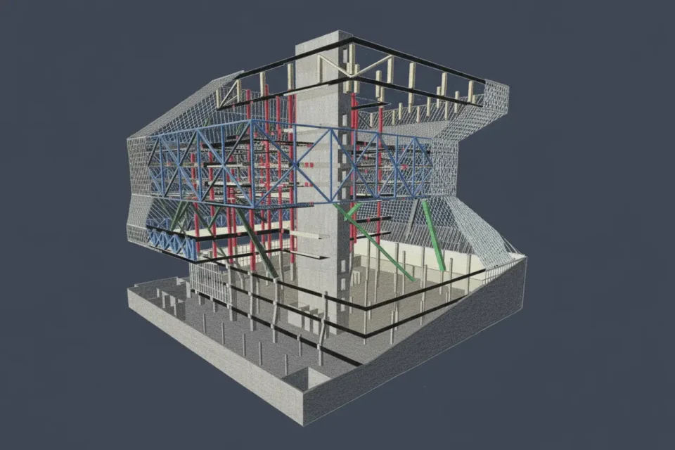 Biblioteca Publica de Seattle, espiral de libros, sección axonométrica