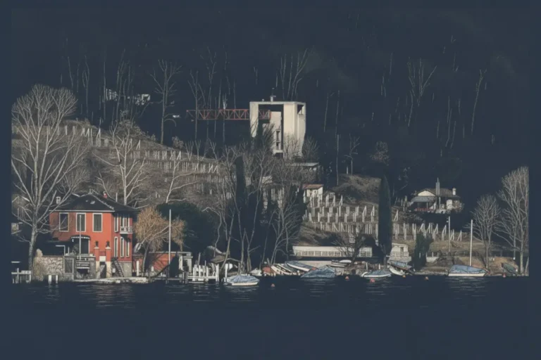 Mario Botta Casa Bianchi vista de la volumetria desde el lago