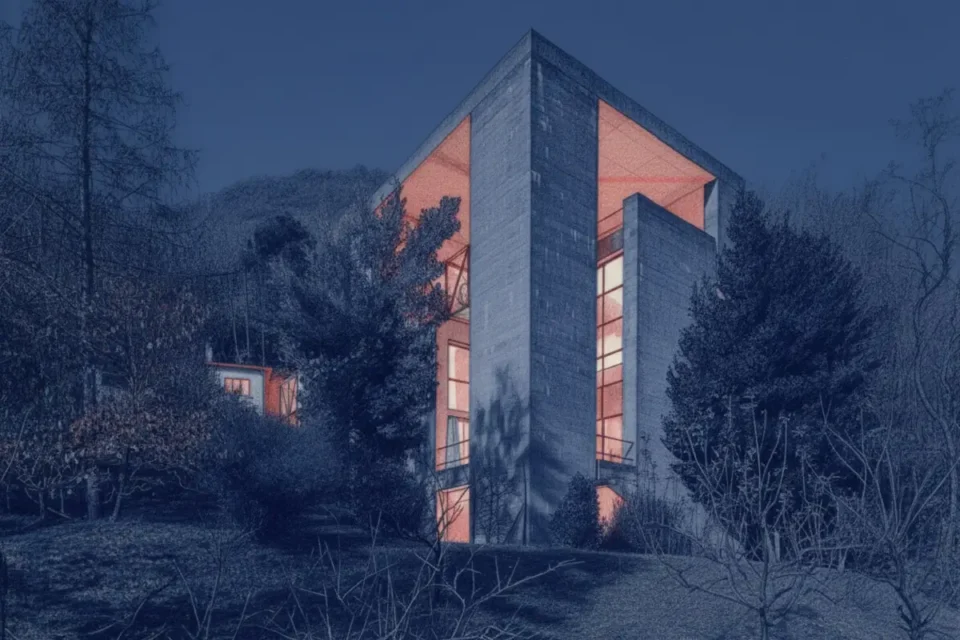 Mario Botta Casa Bianchi vista desde el jardin delantero