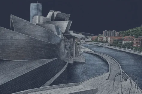 Museo Guggenheim Bilbao vista acceso