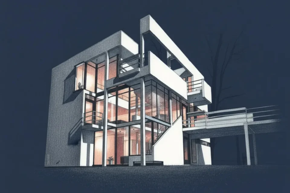 Hanselman house Michael Graves, vista desde el lateral