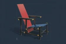 Gerrit Rietveld silla roja y azul vista