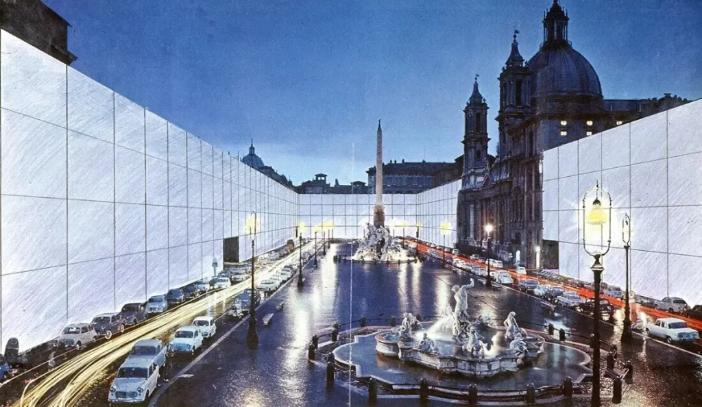 Figura 4b Superstudio, Monumento continuo, Piazza Navona 1969 ©Superstudio Toraldo de Francia