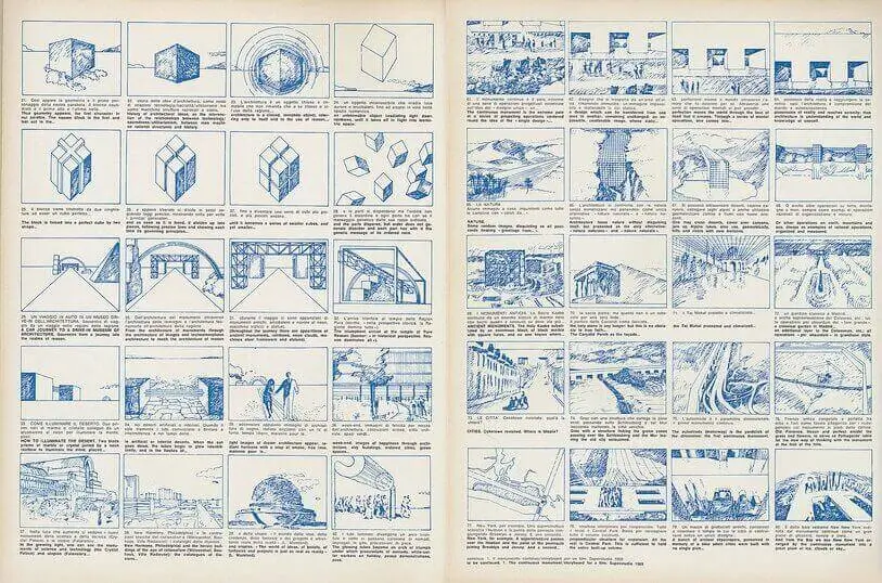 Figura 5 Superstudio, Il Monumento Continuo, Storyboard per un film, 1969 ©Casabella N°358