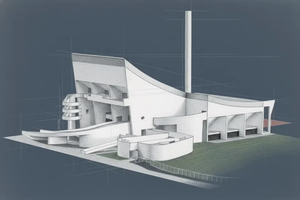 Le Corbusier Gimnasio en Bagdad imagen de maqueta del gimnasio