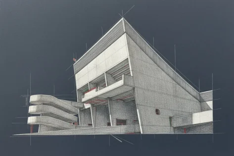 Le Corbusier Gimnasio en Bagdad imagen del estadio