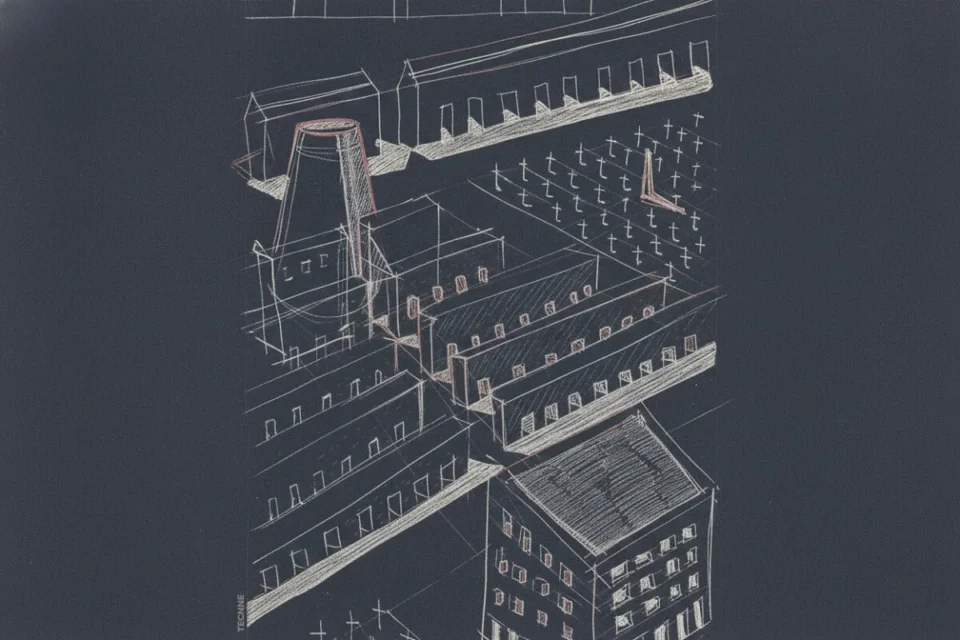 Aldo Rossi y Gianni Braghieri, Cementerio de San Cataldo esquema volumetrías