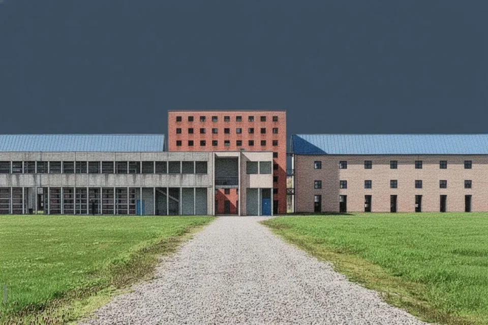 Aldo Rossi y Gianni Braghieri, Cementerio de San Cataldo vista acceso