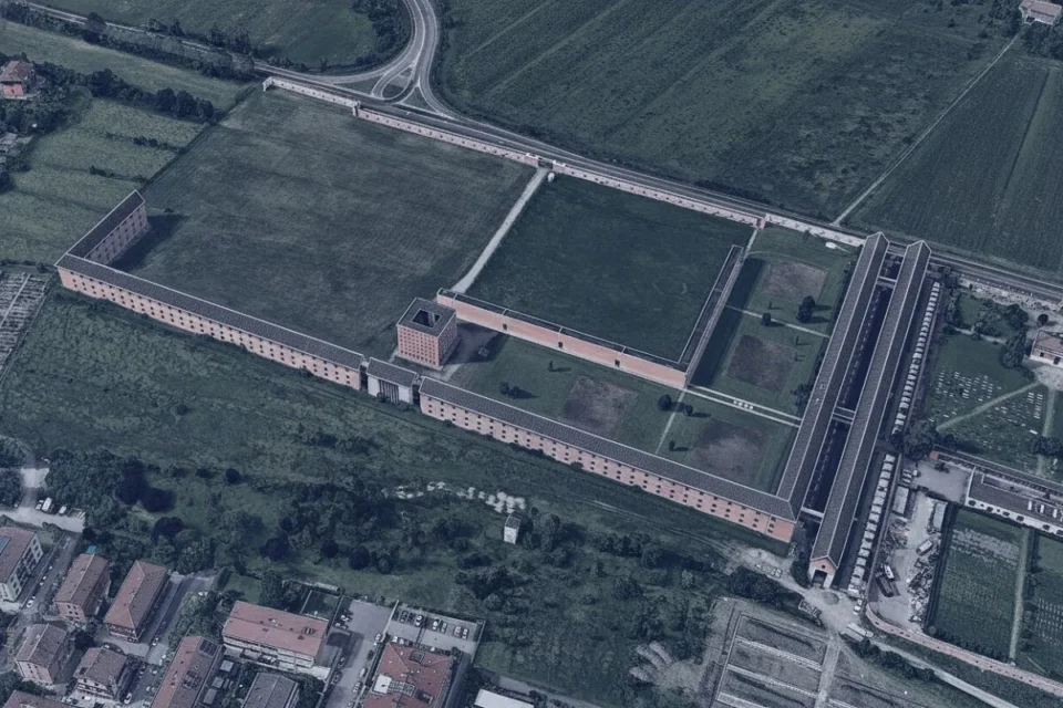 Aldo Rossi y Gianni Braghieri, Cementerio de San Cataldo vista aerea