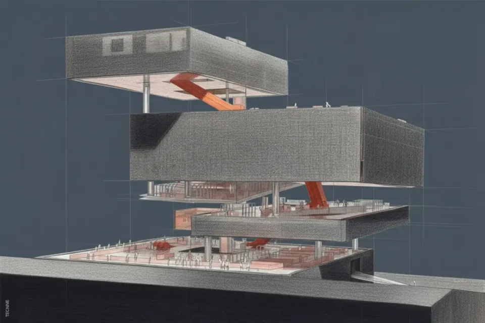Biblioteca Pública de Seattle maqueta de las plataformas internas