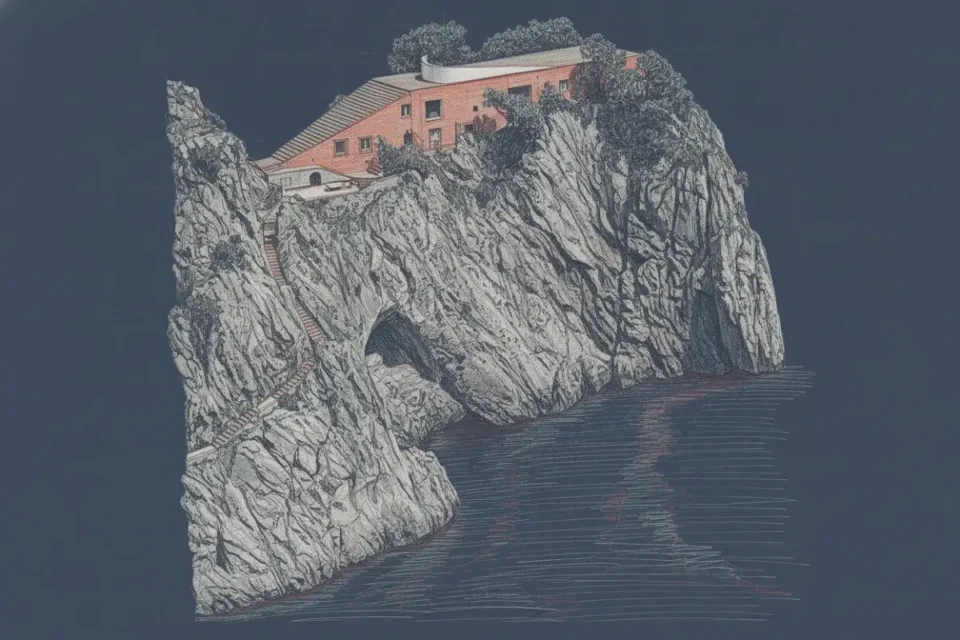 Casa Malaparte vista desde el promontorio rocoso