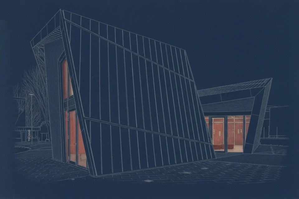 Daniel Libeskind, Villa Libeskind, dibujo elevación lateral posterior