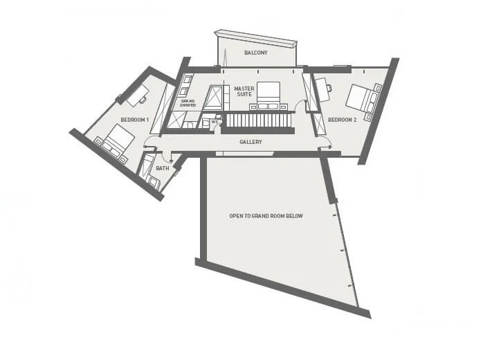 Daniel Libeskind, Villa Libeskind, plano planta alta