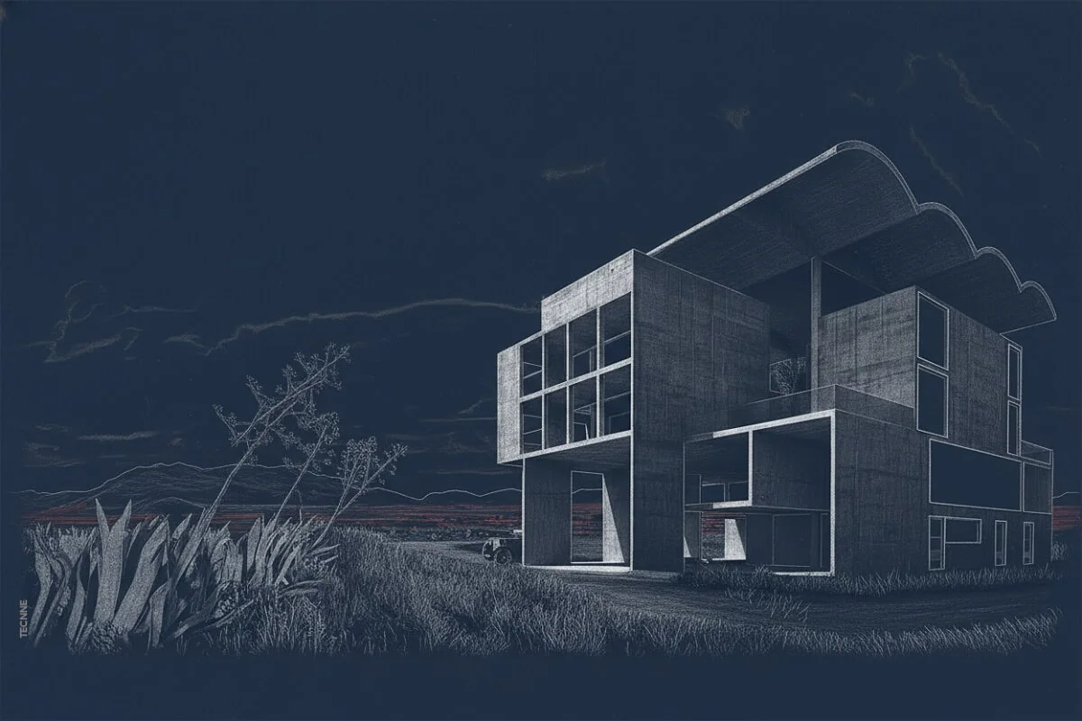 Le Corbusier Villa Chimanbhai perspectiva de conjunto