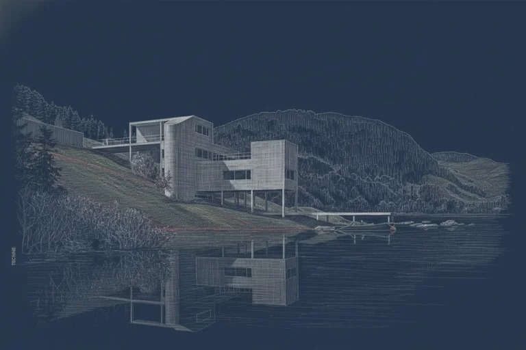 Le Corbusier Villa Harris, vista desde el lago